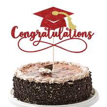 Congratulations 2025 Graduation Cake Topper,Congrats Grad Cake Decor - 2025 High Schoolsss; College;Senior Graduation Party Decorations Supplies (Red Gold){Inchcolor_nameinch:InchRedGold(1)Inch} - 紅金(1) - 查看 1