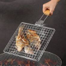 1 件不锈钢烤鱼夹，家用折叠烧烤架，户外烧烤烤鱼夹，烧烤架工具 - 彩色 - 查看 4