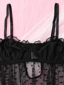 Sexy Dessous Damen BH Blau Slim Fit Urlaubs Party Wilde Mesh Camisole BH Set mit 2 Teilen - Schwarz - Übersicht 9