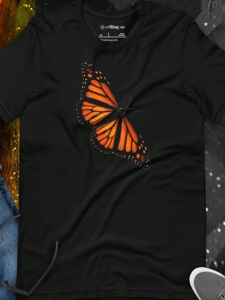 Monarch Butterfly T Shirt Nature Conservation Tee For Butterfly Lovers,This Fun Printed Casual T-Shirt Is The Perfect Gift For Valentine's Day/Christmas - 款式22 - 查看 1