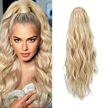 女士大号夹子马尾辫波浪长卷发假马尾辫接发夹子合成假发马尾辫化纤假发日常佩戴节日装扮假发马尾辫 - 彩色 - 查看 7