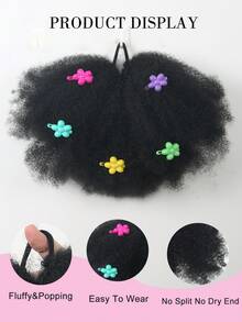 1 kẹp tóc hoa cho bé búi tóc Afro phồng mềm mại Marley Kinky cho bé gái kèm thun co giãn - màu đen - Xem 5