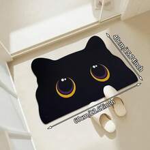 1 Pc Black Cat Diatom Mud Quick-Dry Bathroom Mat - Non-Slip, Thickened For Strong Water Absorption, Washable Polyester, Rubber Diatom Mud Backing, Perfect For Kitchen And Laundry Room Floors, Bathroom Mat | Fun Design | Durable Floor Covering - Multicolor - View 12