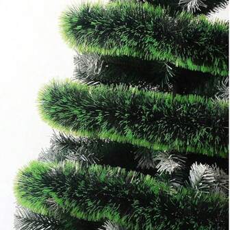 Christmas Vine Garland, Multi-Size Options, Deep Green & Silver-White Artificial Plant, Christmas Tree Decor Hanging Ribbon, New Year Holiday Decoration Vine