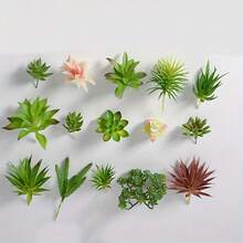 18 pièces Pot de plante succulente artificielle, succulente artificielle élégante, décoration de centre de table, décoration de plante verte de rebord de fenêtre, une variété de plantes réalistes sans pot, texture de succulente artificielle, tige de cactus en plastique réaliste, décoration de jardin succulente pour la maison, cadeau, convient pour la décoration moderne de la maison et du jardin, utilisation intérieure/extérieure, décoration de pot vert d'été pour la maison, décoration de fête (couleur aléatoire) - Multicolore - Voir 6
