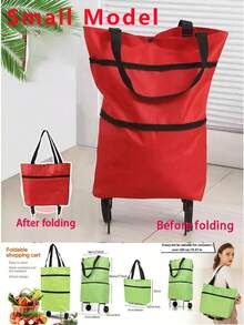 Portable Folding Grocery Shopping Trailer, Light Trolley With Wheels, Backable Bag, Shopping Bag For Express Delivery, Household Trolley, Lightweight, Home Supermarket Shopping, Fashionable, Waterproof, With Zipper Outdoor Decor,Shopping Bag With Wheels Foldable Grocery Shopping Cart Tug Portable Female Large Capacity Bag Home Supermarket