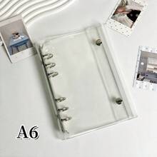 1pc A6/A7 Transparent Binder, Sticker Book, Sticker Book, FEINIBOOK Double Button Soft Leather Surface Binder Shell, Pp Material, Transparent Inner Page Replacement Core, Kpop Photo Card Storage, Can Be Used For Diy Sticker Books, Hand Books, Scrapbooks, Planning Books, School Supplies, Office Supplies, Etc - Clear - View 7