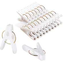 30 Plastic Hanger Clips, Heavy-Duty Outdoor Clothespins, White Clothes Pins, Multi-Purpose Plastic Clips Laundry, Food Bags, And Snacks, Epingle A Linge Exterieur