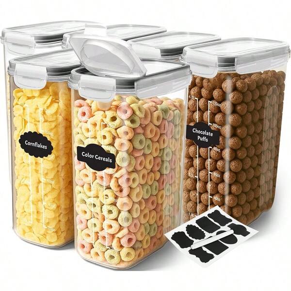Cereal Containers Storage - Liter Airtight Food Storage Containers & Cereal Dispenser For Pantry Organization And Storage (Clear, 4 Liter Pack Of 6)