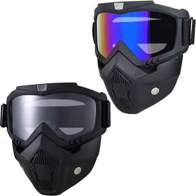 Paintball Mask Anti FogTactical Full Face Mask Ski Mask Goggles Detachable Adjustable Motorcycle Riding Face Protection