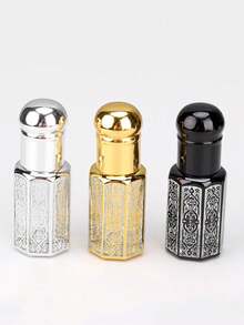 1pc 3ml Essential Oil Perfume Roll-On Bottle, Massage Applicator, Octagonal Glass Sample Vial