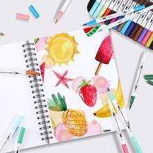 Ohuhu Marker Pads Art Sketchbook, 7.6"X10" Large Paper Size, 120LB/200GSM Heavy Smooth Drawing Papers, 60 Sheets/120 Pages, Spiral Bound Sketch Book For Alcohol Markers Christmas Gift - 7.6"x10" - 查看 8