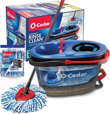 O-Cedar RinseClean Spin Mop & Bucket System + 2 Extra Mop Heads |   Clean With Water |   Removes 99% Of Bacteria Plastic - Bộ lau nhà xoay Rinseclean và xô + 1 bình chứa nước thay thế bổ sung - Xem 12