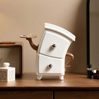 1pc Weird Desktop Drawer Storage Box, Entrance Remote Control Key, Small Miscellaneous Box, Plastic Organizer Box, Durable Plastic Organizer, Perfect For Office Desks, Dressing Tables, And Cute Ornaments With Two Drawers