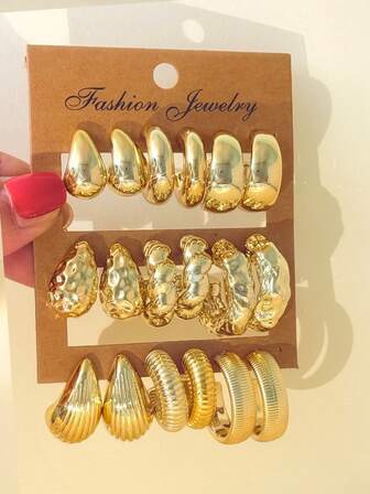 18件套几何C形耳环套装，适合日常佩戴和聚会场合