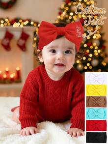 1件定制女婴圣诞装饰发带，定制蝴蝶结发箍，个性化婴儿弹力发带，可定制名字，6种颜色可选，宽版婴儿头巾，可定制新生儿名字蝴蝶结，婴儿出院服，婴儿礼物，儿童礼物，新生儿礼物，儿童节礼物，生日礼物，婴儿派对礼物，家庭装饰礼物 - 客製化髮帶 - 查看 2