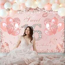 1 cái Phông nền biểu ngữ sinh nhật Sweet 16 màu vàng hồng Trang trí tiệc Sweet 16 cho bé gái Bóng bay lấp lánh Đạo cụ chụp ảnh sinh nhật 16 tuổi - Nhiều màu - Xem 5