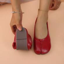 2026 New Red Soft Leather Split-Toe Mule Shoes | Retro Low-Cut Slip-On Shoes, Versatile For Commuting, Dating, Mid-Autumn Festival, National Day, Christmas, Halloween, Thanksgiving, And Daily Wear - Red - View 7