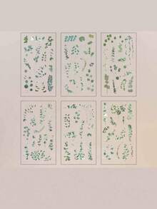 1 paquete de 6 pegatinas decorativas impermeables de PVC con plantas y flores de eucalipto vintage, de vuelta a la escuela - Multicolor - Ver 5