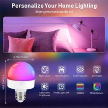 2PCS Rechargeable Light Bulbs Remote Control Battery Operated Light Bulb With Timer, Dimmable, 3 Color Temperatures - 2PACK-RGB - 查看 2