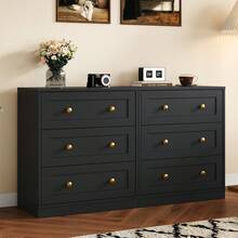 3-Drawer Nightstand, Modern Wooden Bedside Table With Gold Round Knobs, Elegant Accent Chest For Bedroom, Living Room, Hallway, Or Closet - 黑色 - 查看 8