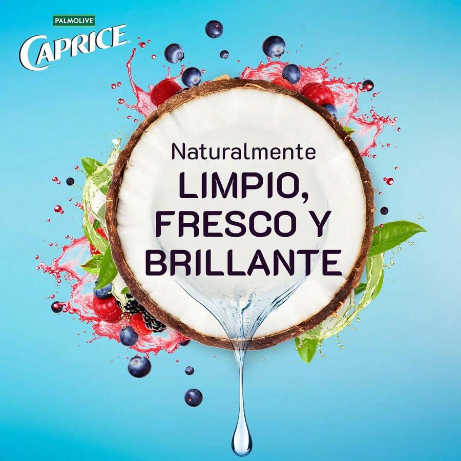 Caprice Shampoo Naturals Frutos Rojos y Agua de Coco 760 ml. Fragancia Vegana con Ingredientes Naturales de Larga Duración e Inspirada en la Naturaleza. Cabello Brillante con un Aroma Agradable - Agua de coco - Ver 1