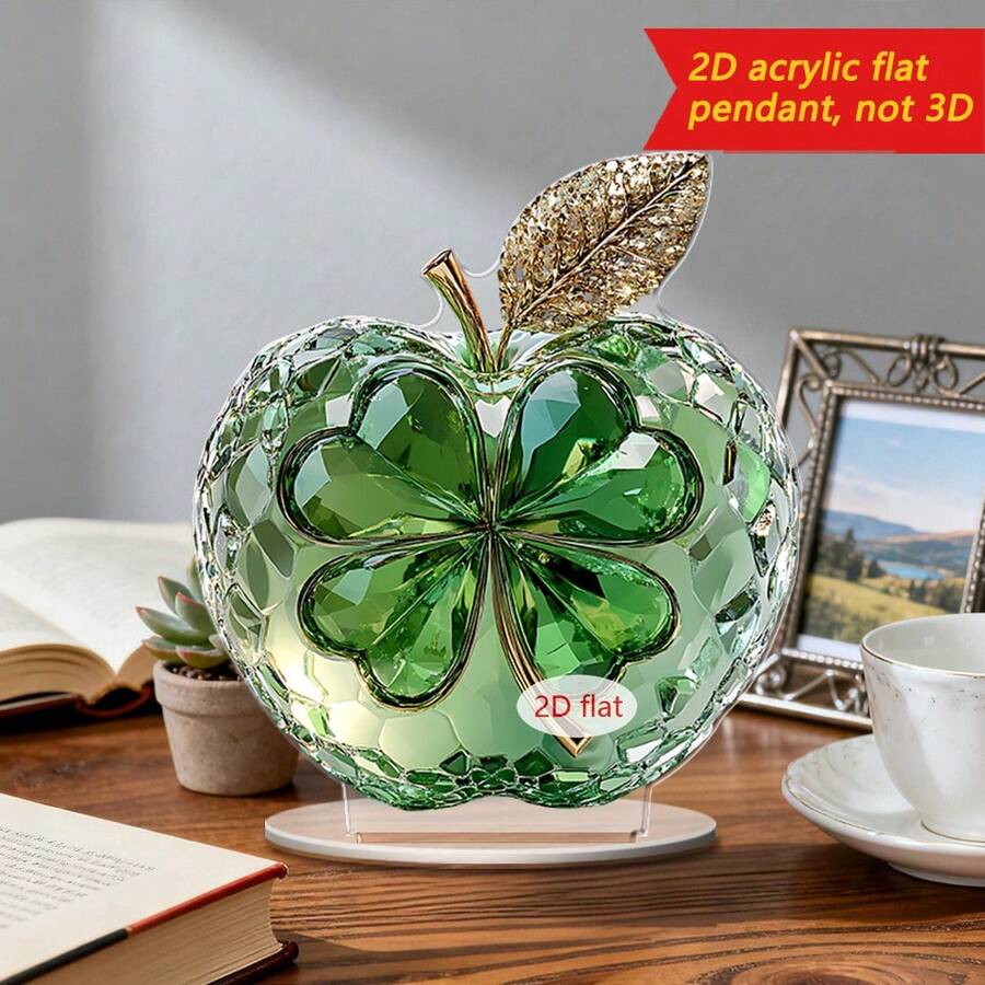 1/3件装亚克力四叶草装饰品，波西米亚风格，带巫师帽和小矮人图案，适合家居、办公室、爱尔兰主题幸运装饰，2D - 多色 - 查看 1