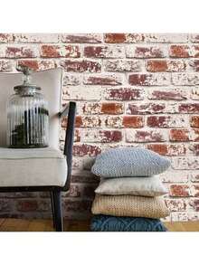 A Roll Of Wallpaper, Self-Adhesive Wallpaper With Red Bricks Of Palace Walls, Easy To Install And Remove, Durable, Suitable For Bedroom And Living Room Feature Walls, As Well As Renovation Of Cabinets And Table Cabinets, With Modern Aesthetics.