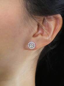 1 Pc Luxury Cubic Zirconia Stud Earrings For Women For Wedding Engagement Anniversary Party Jewelry Valentine's Day Gift - 1# - View 7