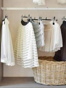 Hangers With Adjustable Clips And Swivel Hook, Heavy Duty Non-Slip Skirt Hangers For Closet Storage, Space Saving Clothes Hangers For Socks, Dress, Jacket, Bathroom And Bedroom Accessories - Multicolor - View 8