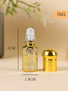 1pc 3ml Essential Oil Perfume Roll-On Bottle, Massage Applicator, Octagonal Glass Sample Vial