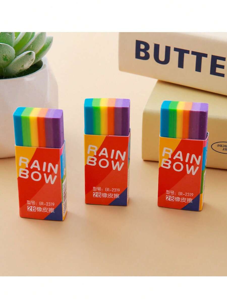 1/5/10/20 彩虹橡皮擦，超干净无残留 2B 手柄橡皮擦，适用于绘画和书写，是艺术学生在学校使用的理想选择，也是返校用品，完美的圣诞节和万圣节礼物，学校用品，派对礼品袋填充物。 - 彩色 - 查看 1