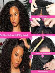 Burmese Curly Half Wig, Spiral Curl Ends, No Glue Needed, Reversible, Beginner-Friendly, Easy To Wear, Drawstring Design, No Glue Or Sewing Required, Natural Color, Easy To Install - SNatural - View 4