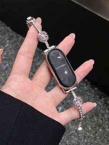 Un ceas de damă cu parfum Camellia, în stil vacanță de vară, cu o curea strălucitoare cu diamante. - Roz - Vizualizare 1