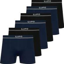 Kit Of 6 Lupo Men's Microfiber Seamless Boxer Briefs, Original Size 436 - Black and Navy - View 1