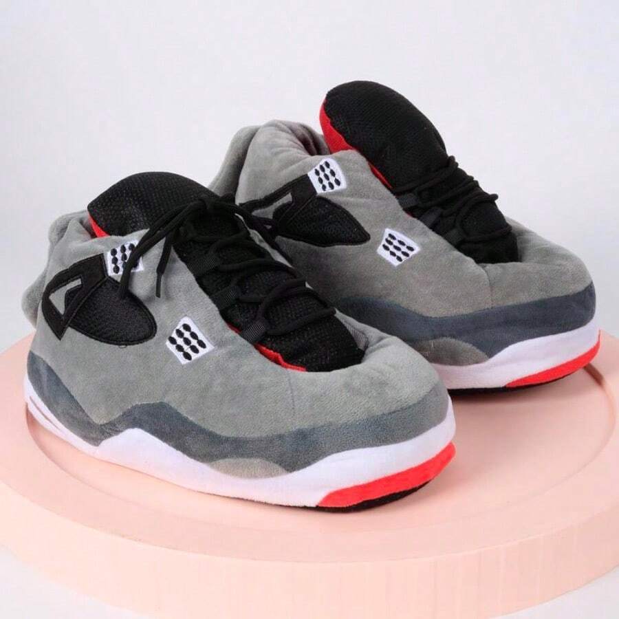 Warm Sneaker Slippers, Women Fashionable Home Shoes Soft Comfortable House Slipper One Size Footwear Girl - 灰色 - 查看 1