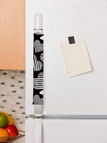 2 件装黑白简约高级印花冰箱把手套/袋/收纳袋/储物袋