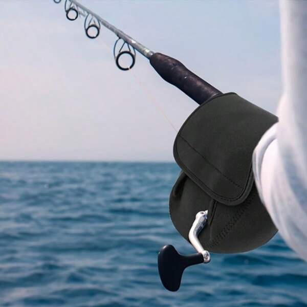 [Capa Protetora para Carretel] Capa resistente de neoprene para carretel de pesca giratório tamanho M/G | Alça ajustável, tecido de poliéster, bolsa para carretel para uso externo, proteção contra impactos e arranhões | Armazenamento de equipamentos de pesca
