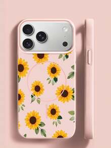 Custodia magnetica opaca per iPhone 17 Pro Max e 17 Air, custodia protettiva in TPU a forma di girasole, scocca morbida e antiurto - Viola - Visualizzare 1