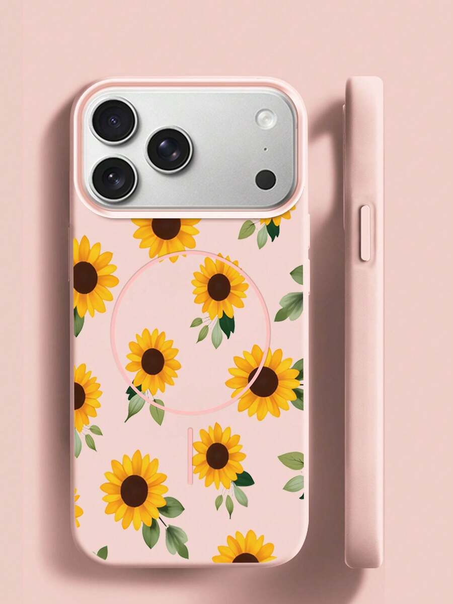Custodia magnetica opaca per iPhone 17 Pro Max e 17 Air, custodia protettiva in TPU a forma di girasole, scocca morbida e antiurto - Viola - Visualizzare 1