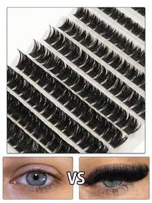 10排浓密睫毛簇，大容量睫毛盒160DD，卷翘簇状睫毛，适合嫁接，打造浓密睫毛效果，8-16毫米浓密睫毛簇，适合初学者，睫毛簇，单根睫毛，假睫毛 - D - 查看 4