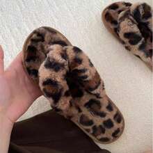 Pantuflas de leopardo para mujer, cómodas y esponjosas, para Halloween - Marrón - Ver 4