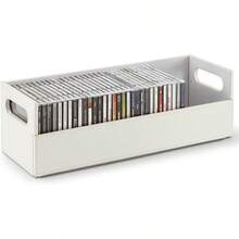 Stock Your Home CD Storage Box Organizer Shelf For Movie Cases DVDs Cassette Tape Display Stand Disc Holder Can Store Up To 40 CDs Faux Leather White - White - View 1