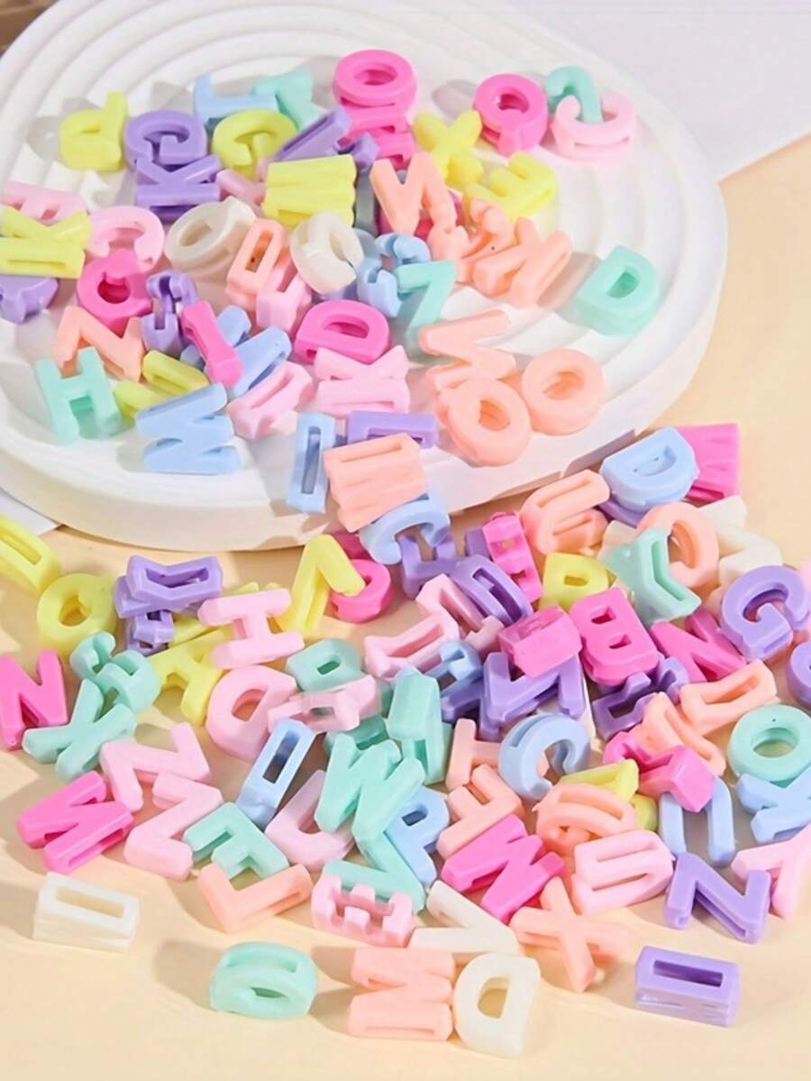 200/Pcs Bohemian Alphabet Beads Set, Acrylic 3D Letter Beads For Jewelry Making, DIY Bracelet Kit, Friendship Gift, Art & Craft Supplies, Fashion Accessories For Keychains, Phone Charms, Creative DIY Parts, Ideal For Valentine's, Thanksgiving, Christmas - Synthetic Stone, No Plating