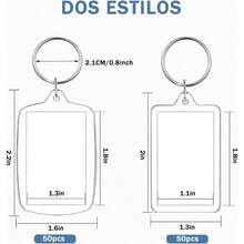 100 Piezas Llaveros Acrilicos de Foto Llavero de Foto DIY Transparente Acrilico Transparente Llaveros Llavero en Blanco Marcos Pequeños Fotos Familiares Amigos Regalos - transparente - Ver 4