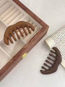 2-In-1 Massage Comb, Sandalwood Comb, 12-Tooth Wooden Comb, Multi-Function Comb, Five-Finger Comb, Wide-Tooth Comb, Health Comb, Sandalwood Massage Comb, Neck Massage, Scalp Acupressure Massage, For Hair Care - Multicolor - View 5