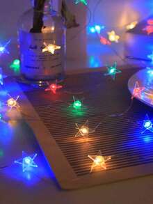 1串10/20/30颗LED星形灯串，1/2/3米长，四季皆宜，可用于房间装饰、卧室装饰、花束装饰、节日装饰、氛围灯、仙女灯、斋月灯饰。