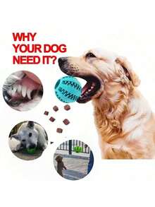 1pc Dog Toy Ball, Interactive Rubber Ball, Chew Toy Suitable For Small Dogs, Teeth Cleaning Ball, Pet Food Feeder, Silicone Ball Toy - Multicolor - View 5