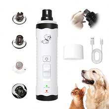 Portable Electric Nail File, Quiet Pet Nail File With Dual LED Light, Two Speeds, Suitable For Cats And Dogs. - White - View 11