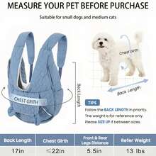 3 Farben verfügbar Haustier Geschirr Rucksack, verstellbarer Vorder-Brust Haustier Rucksack für Katzen und Hunde, geeignet für mittelgroße bis große Hunde, Katzen und Kaninchen, mit verstärktem, sicherem Gurtband, geeignet für Camping und Wandern